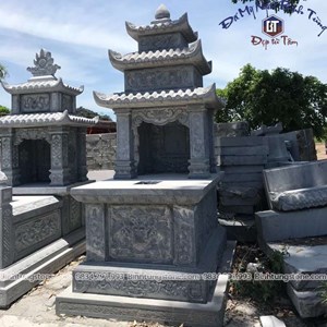 Mộ ba mái đá xanh đen 04