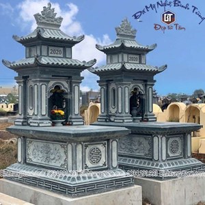 Mộ hai mái đá xanh đen 01