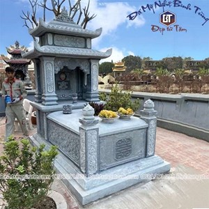 Mộ hai mái đá xanh đen 02