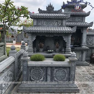 Mộ hai mái đá xanh đen 03