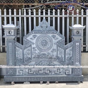 Binh phong lăng mộ đá xanh đen 34