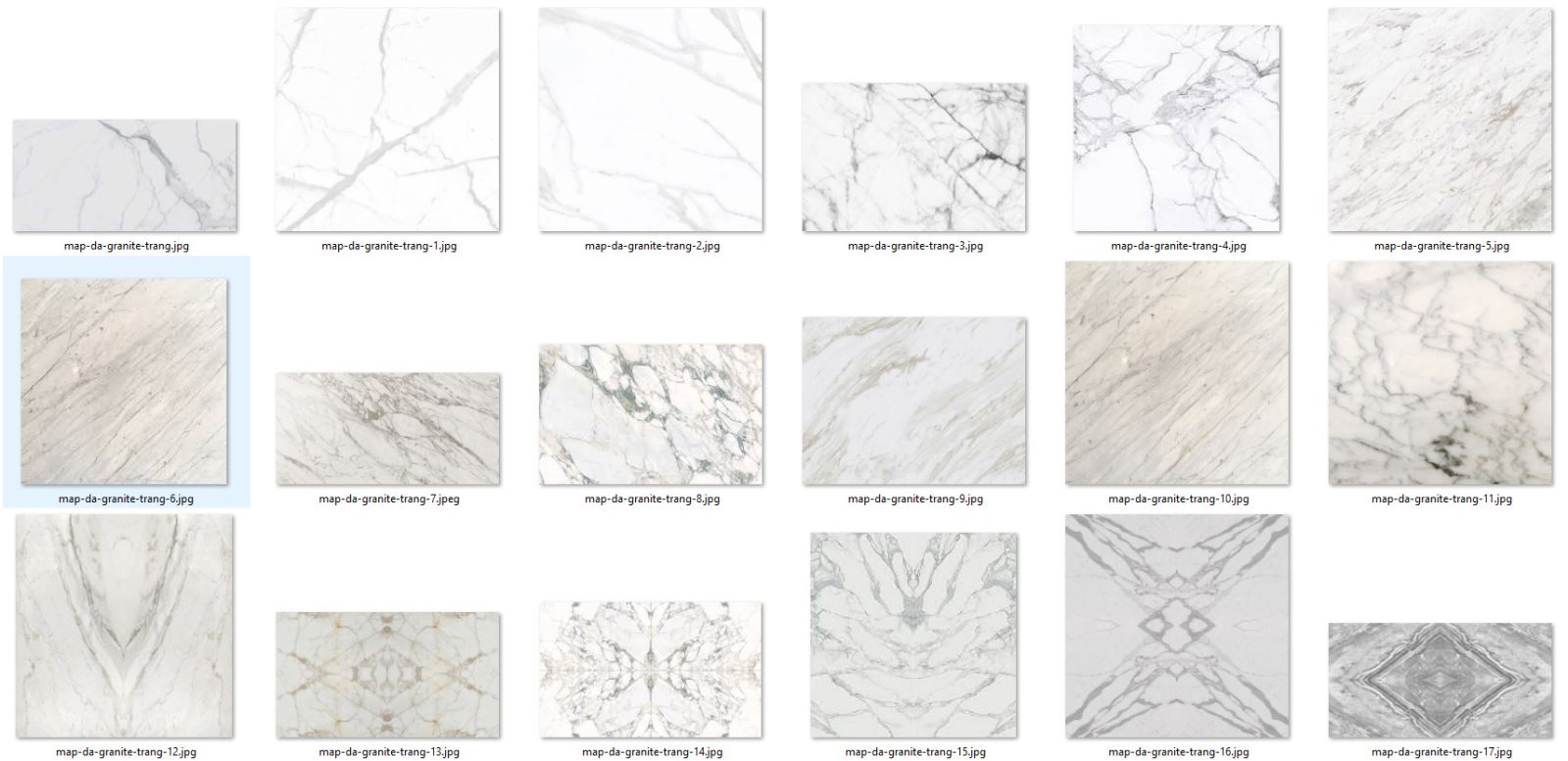 các map đá granite trắng